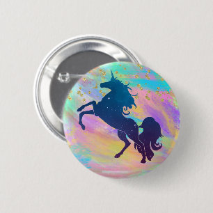 Colourful Gold Speckled Magical Galaxy Unicorn 6 Cm Round Badge