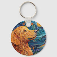 Colourful Golden Retriever Dog Portrait