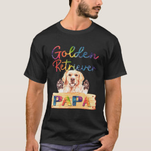 Colourful Golden Retriever Papa  Dog Dad T-Shirt