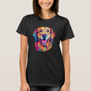 Colourful Golden Retriever with big eyes Portrait  T-Shirt