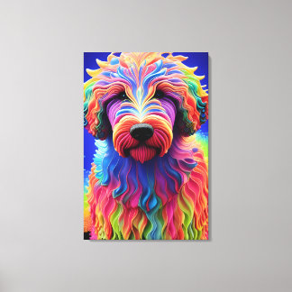 Colourful Goldendoodle Festive Vivid Abstract Canvas Print