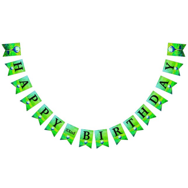 Colourful Golf Ball Sports Happy Birthday Banner (All)
