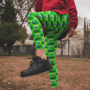 Colourful Golf Course Green Golfing Leggings