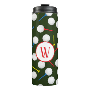 Colourful Golf Patterned Monogram Thermal Tumbler