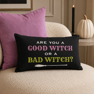Colourful Good Witch or Bad Witch Halloween Lumbar Cushion