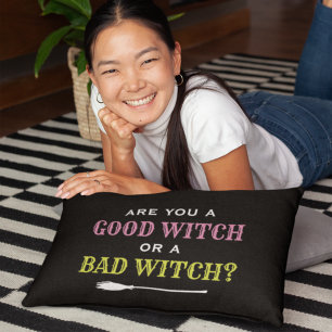 Colourful Good Witch or Bad Witch Halloween Lumbar Cushion