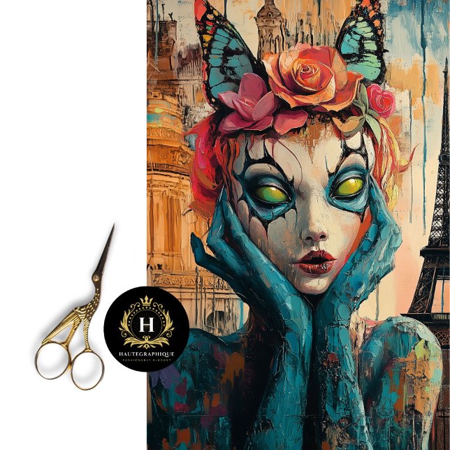 Colourful Gothic Paris Gargoyle Decoupage  Tissue Paper (Creator Uploaded)