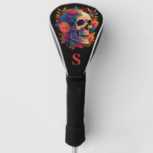 Colourful Gothic Rose Sugar Skull Monogram