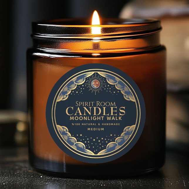 Colourful Gothic Tarot Moon Editable Candle Label (Creator Uploaded)