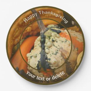 Colourful Gourds Personalised Fall Thanksgiving Paper Plate