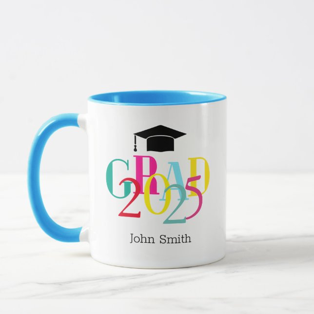 Colourful GRAD 2024 Custom Graduation Mug (Left)
