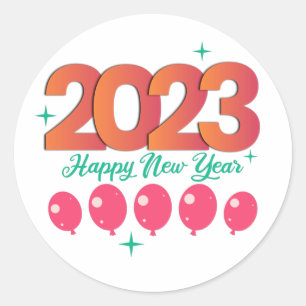 Colourful Gradient 2023 Happy New Year Classic Round Sticker