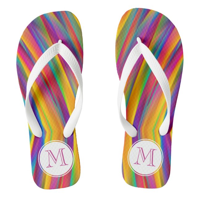 Colourful Gradient Abstract Monogram Jandals (Footbed)