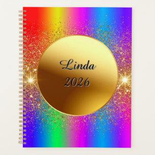 Colourful Gradient Background with Golden Circle Planner