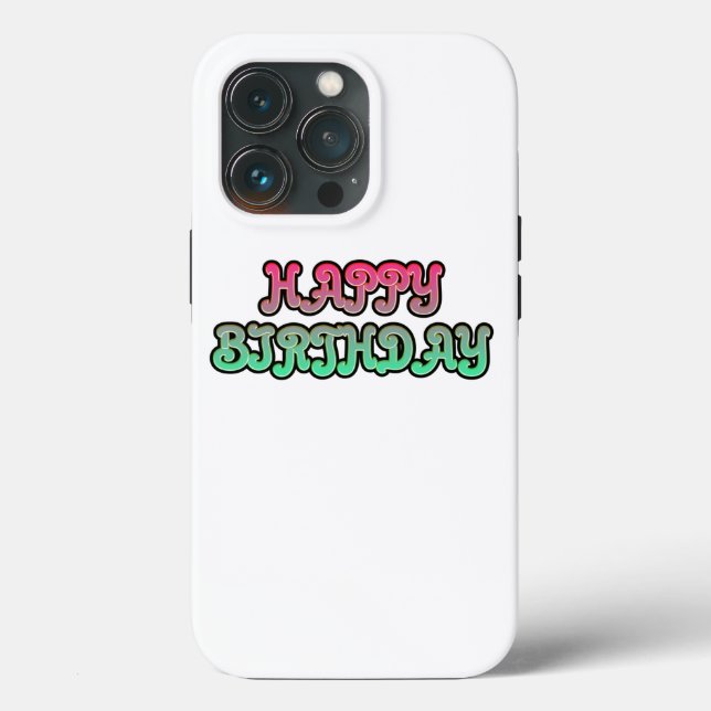 Colourful Gradient Happy Birthday Typography Case-Mate iPhone Case (Back)
