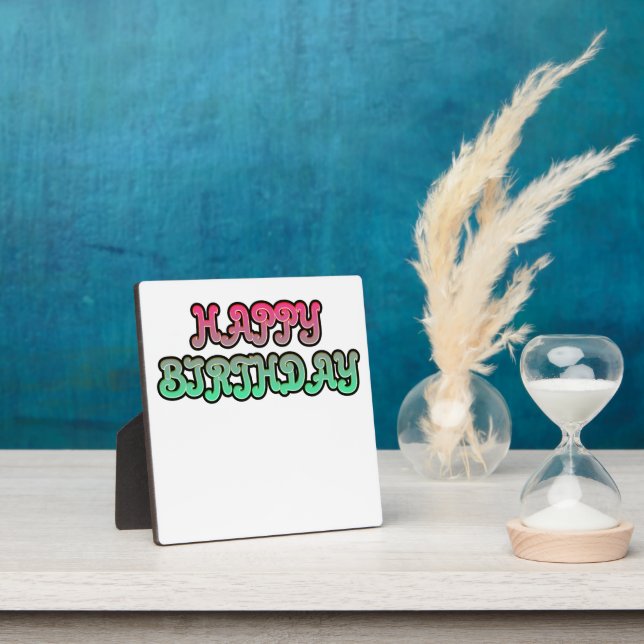 Colourful Gradient Happy Birthday Typography Plaque (Insitu)