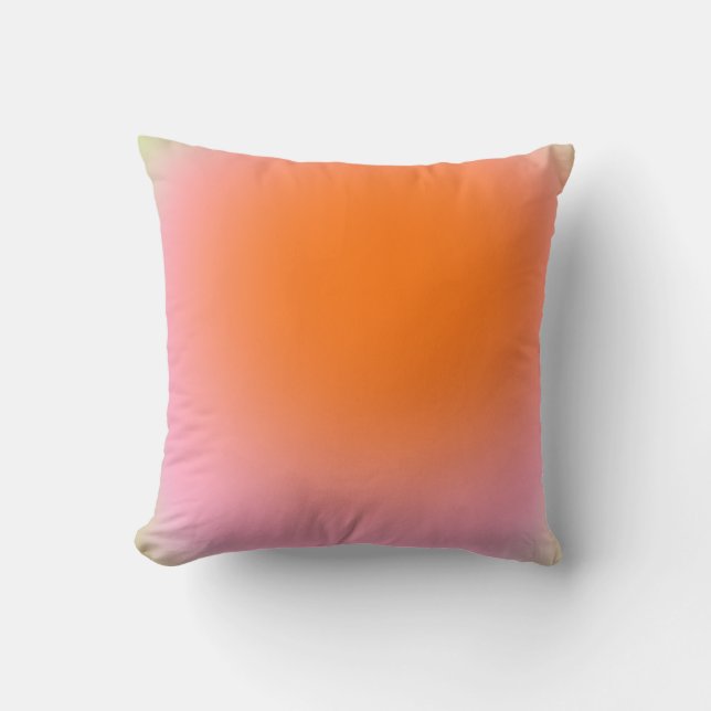 Colourful Gradient Lime Green Pink Orange Cushion (Front)
