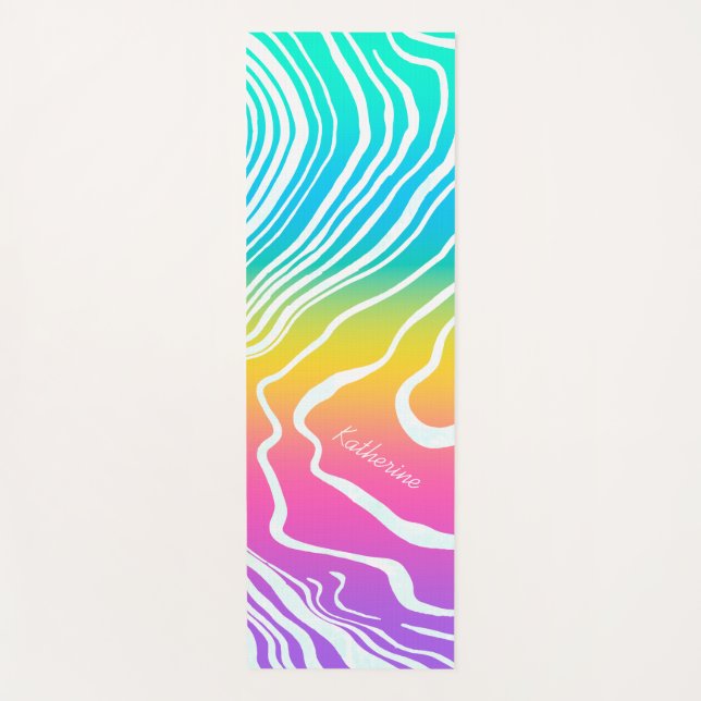 Colourful Gradient Marbled Abstract Custom Yoga Mat (Front)