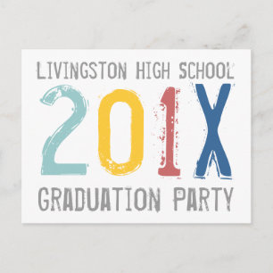 Colourful Graduation Party Invitation Postcard