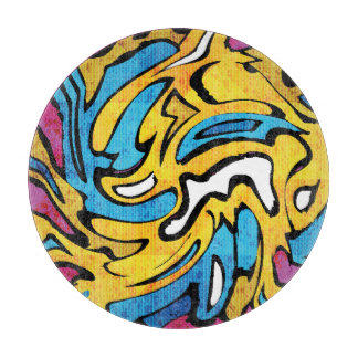 Colourful Graffiti Abstract Black Background Cutting Board