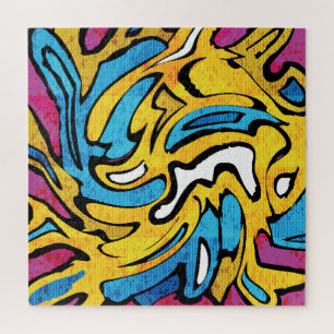 Colourful Graffiti Abstract Black Background Jigsaw Puzzle