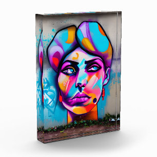Colourful Graffiti Art Beautiful Woman Photo Block