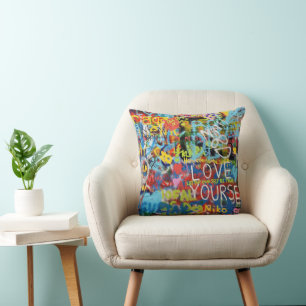 Colourful Graffiti Art Cushion