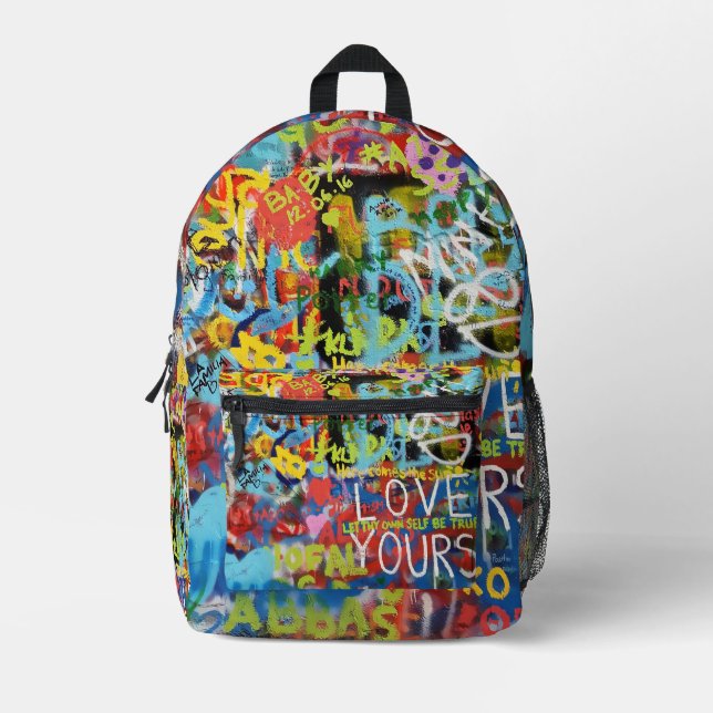 Colourful Graffiti Art, Printed Backpack (Front)