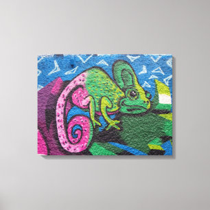Colourful Graffiti Chameleon Canvas Print