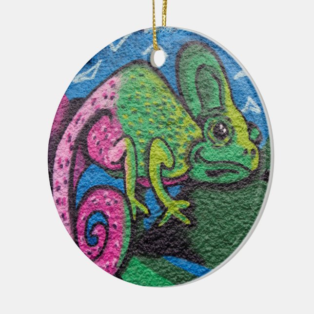 Colourful Graffiti Chameleon Ceramic Tree Decoration (Left)