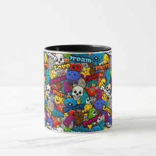 Colourful Graffiti Characters Pattern Mug