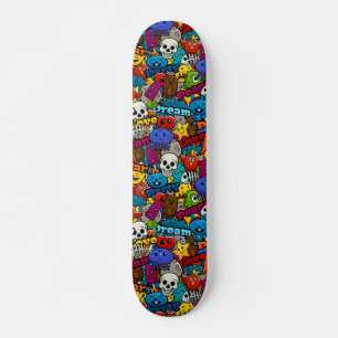 Colourful Graffiti Characters Pattern Skateboard
