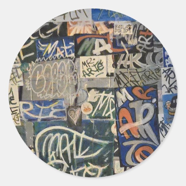 Colourful Graffiti Classic Round Sticker (Front)