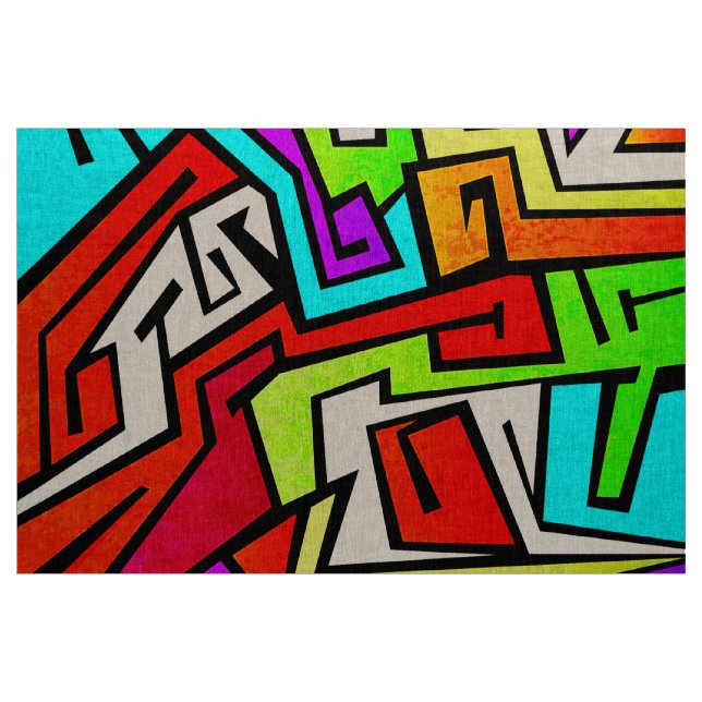 Colourful graffiti illustration fabric (Yard)