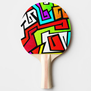 Colourful graffiti illustration ping pong paddle