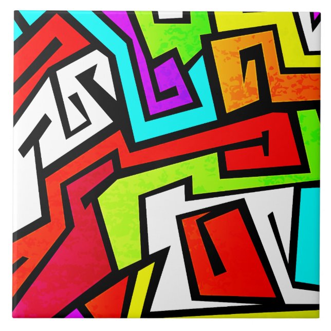 Colourful graffiti illustration tile (Front)