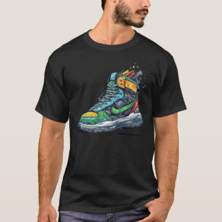 Colourful Graffiti Sneaker Graphic T-Shirt - Urban