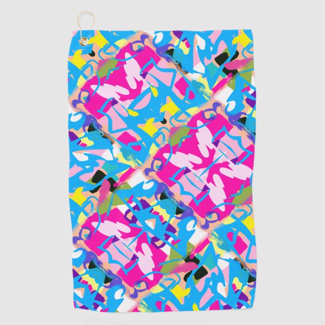 Colourful Graffiti Splash Golf Towel (Front)