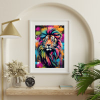 Colourful Graffiti Tiger Art Modern Wall Poster