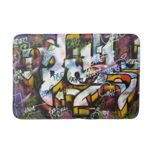 Colourful Graffiti Words Bath Mat
