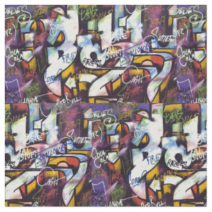Colourful Graffiti Words Fabric