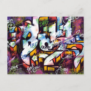 Colourful Graffiti Words Postcard