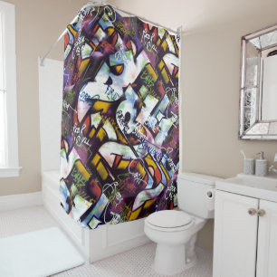 Colourful Graffiti Words Shower Curtain
