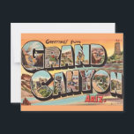 Colourful Grand Canyon Postcard<br><div class="desc">Colourful retro postcard greeting from the spectacular Grand Canyon repurposed!</div>