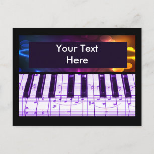Colourful Grand Piano Keyboard and Music Notes Postcard