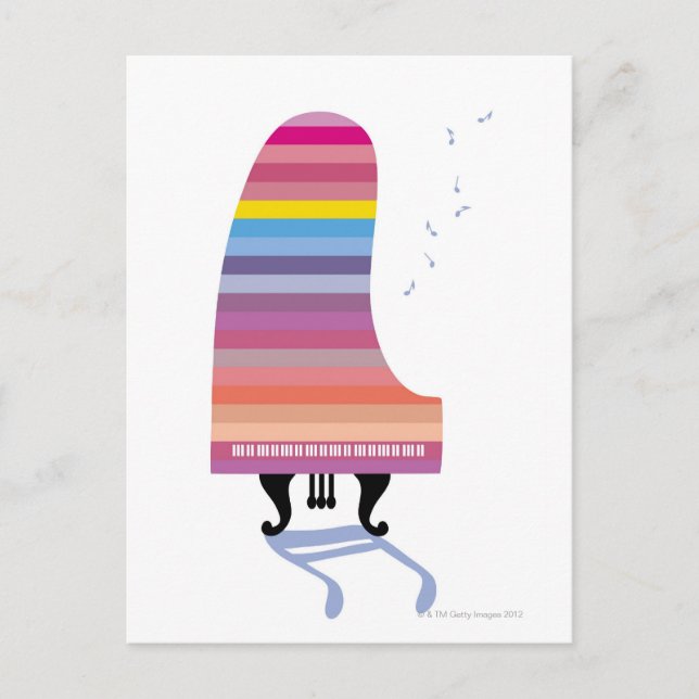 Colourful Grand Piano Postcard (Front)