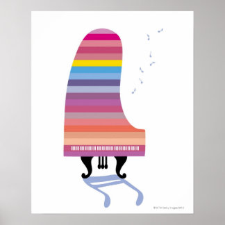 Colourful Grand Piano Poster