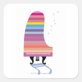 Colourful Grand Piano Square Sticker