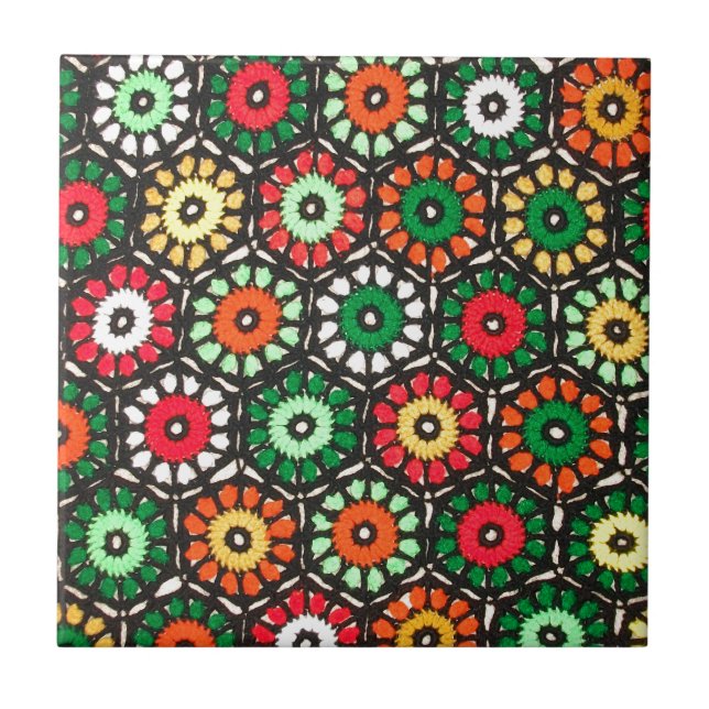 Colourful Granny Circles Crochet Pattern Tile (Front)