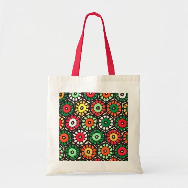 Colourful Granny Circles Crochet Pattern Tote Bag (Front)